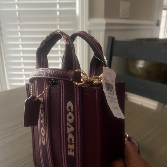 Coach Dark Red Mini Bag with Logo Straps - Picture 4 of 5